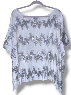 Bebe kimono sleeve sequin chevron stripes top